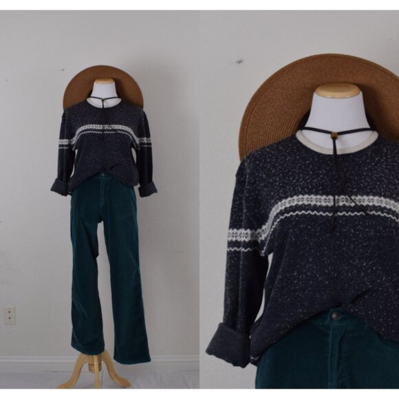 Vintage Charcoal Gray Pullover Sweater | 90s Acrylic/Wool/Angora sweater size XL - Picture 1 of 10